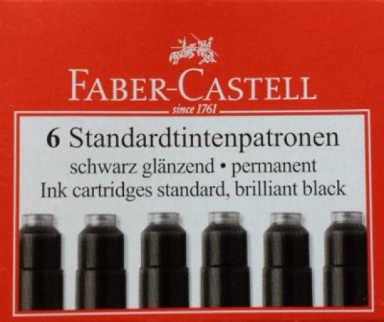 Faber-Castell naboje krótkie (6 szt.) czarne