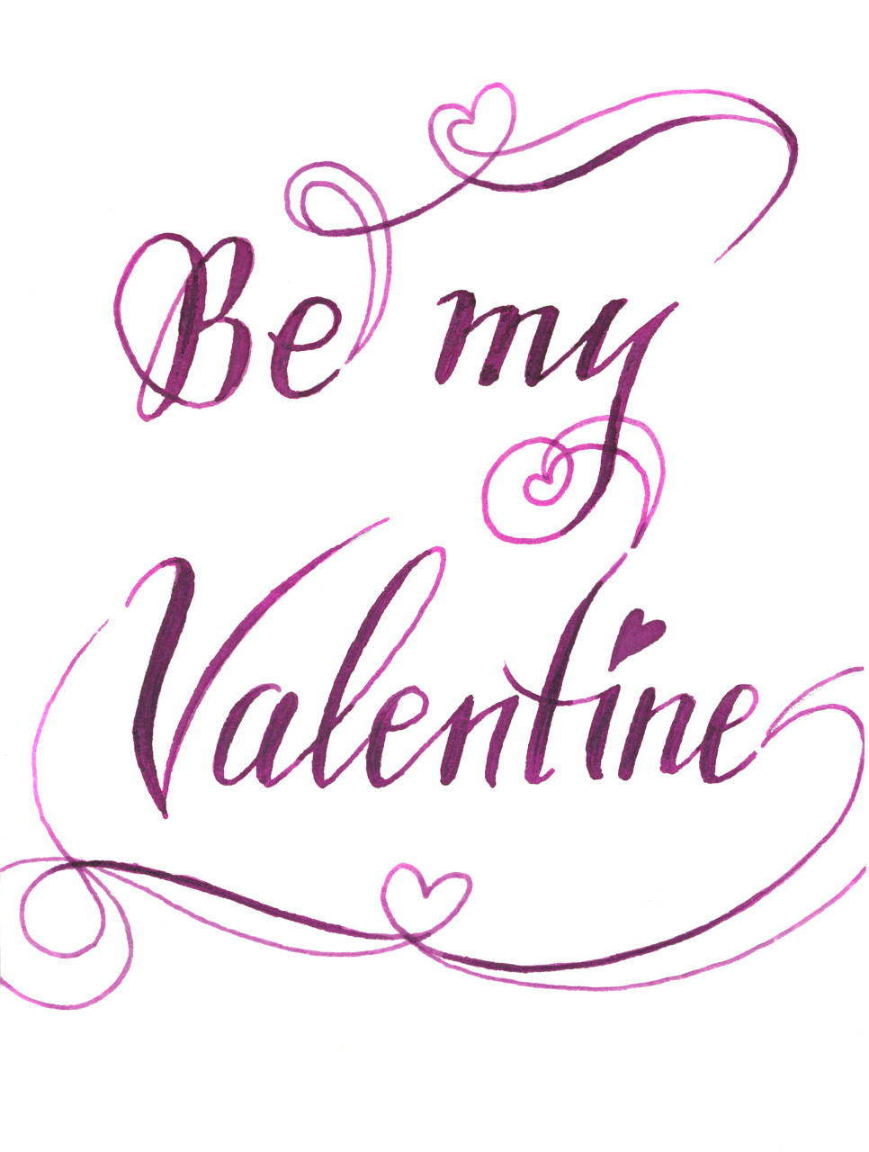 napis-be-my-valentine-napisany-piorem