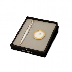 Zestaw Sheaffer Gift Collection 300 Chrom GT długopis i zegar biurkowy