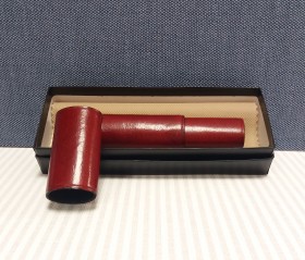 Etui skórzane na pióro/długopis owalne - bordo